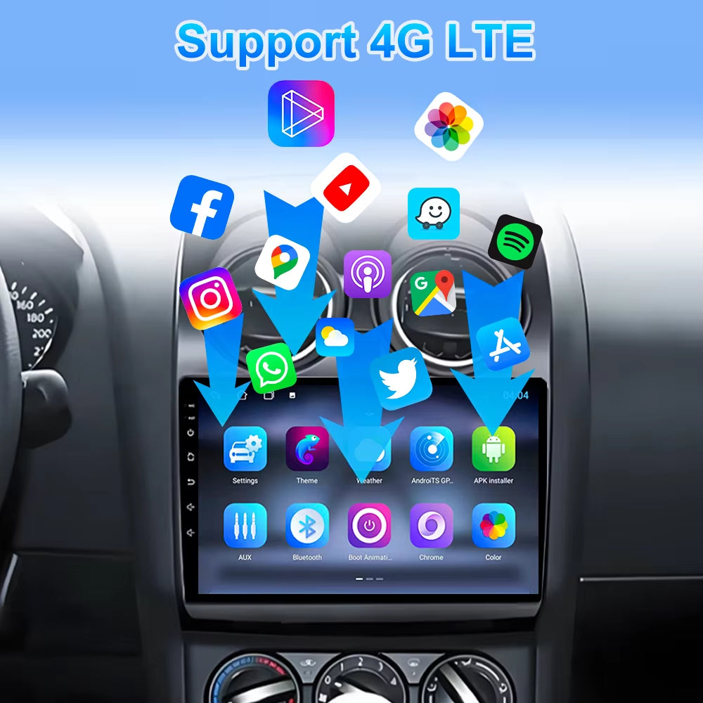 Android 16 for Nissan Qashqai 1 J10 2006 -2013 Auto Radio Stereo Multimedia Player GPS Navigation Car DVD High-Performance CPU